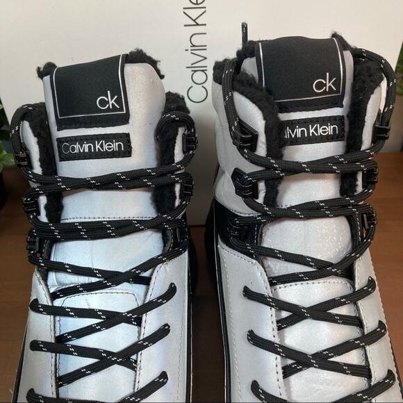 Calvin Klein Cillian Smooth Calf Reflective Boots Size 11.5 - Picture 4 of 9